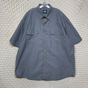 Key Shirt Mens 2XL R Blue Denim Pearl Snap Western Workwear Cowboy Short Sleeve
